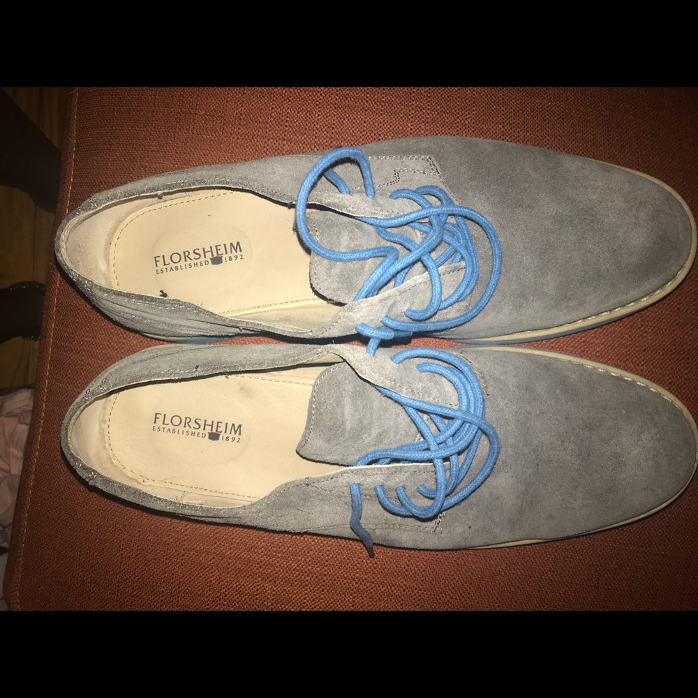 Grey suede w/ blue shoestring